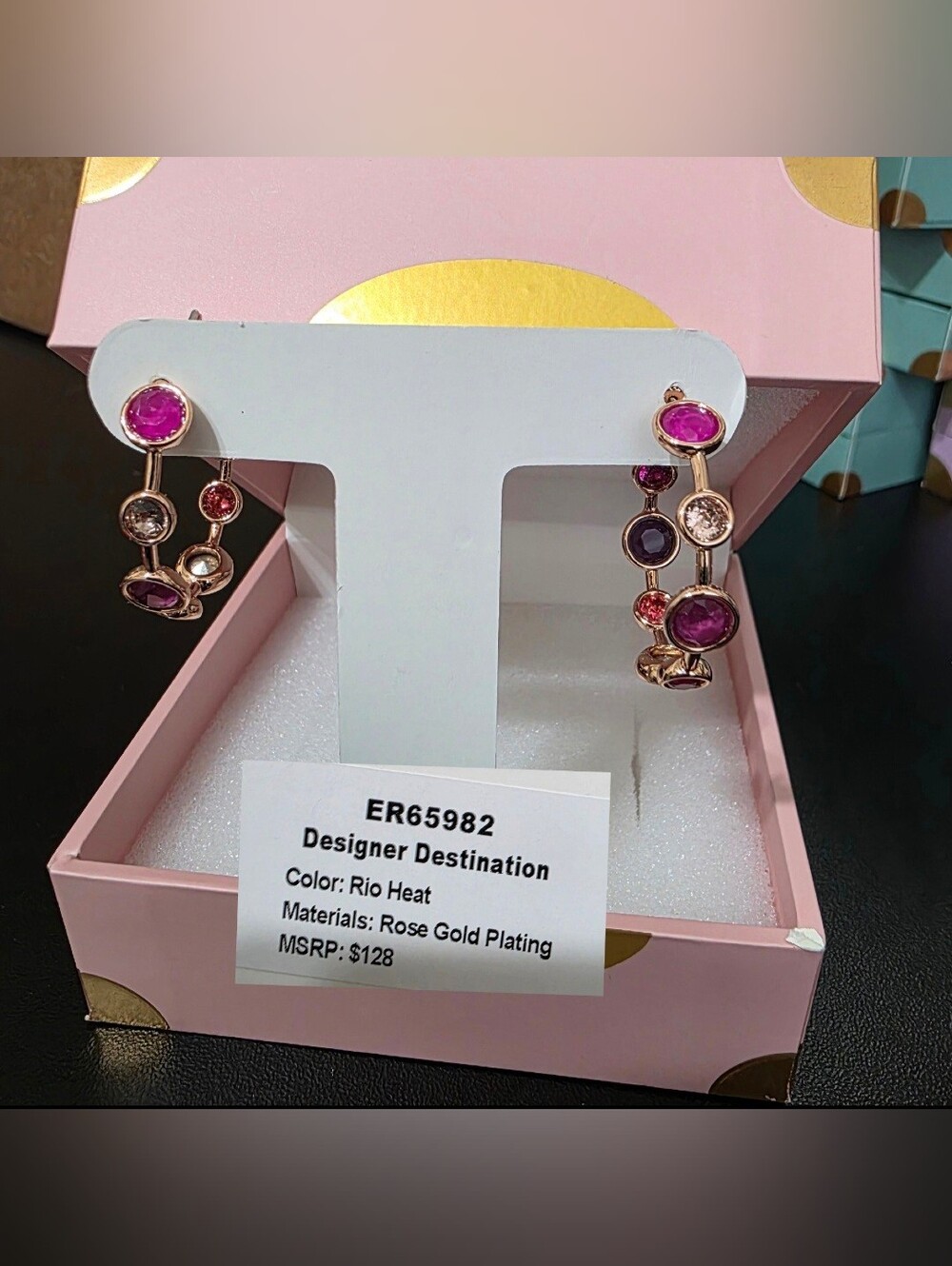 Rio Heat Rose Gold Plated Jewel Candy Hoop Earrings